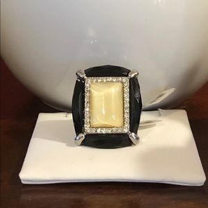 Black & Cream Adjustable Ring